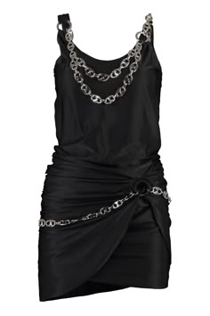 Dress With Chains, Paco Rabanne Dress, Black Fr, Chain Dress, Womens Black Dress, Paco Rabanne, Mini Dresses, Black Mini, Stunning Dresses