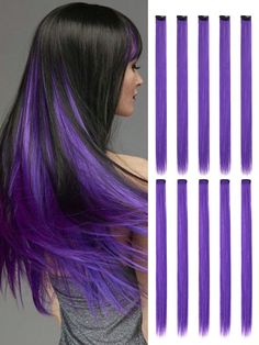 Purple Extensions, Purple Hair Extensions, Dance Squad, Cool Hair Colors, Wavy Hair Extensions, Colored Hair Extensions, Multi Colored Hair, Straight Hair Extensions, Purple Collar