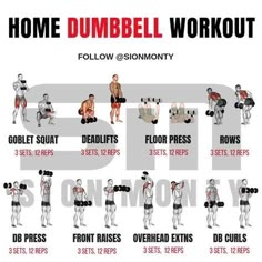 the home dumbbell workout poster is shown