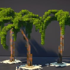 three trees made out of lego blocks are shown