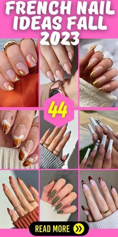 Get inspired by fall colors for your next French manicure! 🍁 Classy and seasonal perfection. 💅 #FallNailInspo #FrenchManicure #SeasonalNails Nail Design Autumn Colors, Fall French Manicure Nail Designs, French Tip Fall Colors, French Tip Fall Nails Square, French Tips For Fall, September French Tip Nails, Fall French Tip Nail Designs, Fall Nails Ideas Autumn French Tip, Fall Nails 2023 French Tip