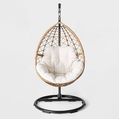 Britanna Patio Hanging Egg Chair - Natural - Threshold™ Hanging Porch Chair, Solarium Ideas, Egg Shaped Chair, Oakland Apartment, Metal Patio Chairs, Rocking Chair Porch, Polywood Adirondack Chairs, Porch Chairs, Hanging Chairs