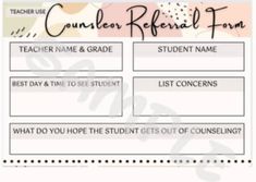 a teacher's refer form is shown in this image