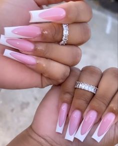 Pink And White Ombre Acrylic Nails Long, Xl Pink French Tips, Nail Shop, Nude Nails, French Nails, Acrylic Nails, Nail Designs, Nails