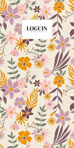 a floral pattern with the word login on it's front and bottom corner