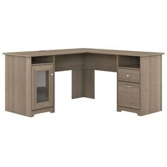 an l shaped desk with two drawers