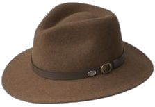 Classic Brown Wool Fedora, Casual Fall Hunting Hats, Casual Hunting Hats For Fall, Classic Leather Hat Band For Hunting, Leather Fedora For Fall Travel, Fall Travel Leather Fedora, Leather Fedora For Travel In Fall, Brown Flat Bill Fedora For Travel, Classic Flat Bill Fedora For Outdoor