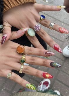 Nails May, Jewelry Stack, Nail Swag, Stacked Jewelry, Funky Nails, Summer Nail