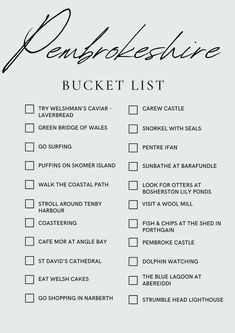 a printable bucket list with the words,'checklist'and other things to do