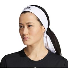 Color: White Breathable Mesh Tie-Back Sport Headband Big Screenprinted Adidas Badge Of Sport Moisture-Absorbing Fabric Product Code: Cm5828 91% Polyester, 9% Elastane Approx. 37" X 2.5" White Sports Headband With Sweatband, Adjustable White Headband With Sweatband, Sports Sweatband Headband, White Casual Headband, Casual White Headband, Casual White Band Headband, Sporty Headband For Sports, White Headband For Spring, White Spring Headband