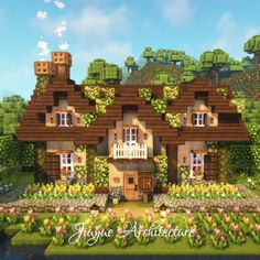 an image of a house in the middle of flowers