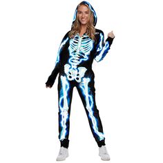 PRICES MAY VARY. This product includes one skeleton onesie with electric blue skeleton print. The jumpsuit is comfortable for wear all night long and has pockets for your valuables This adult skeleton costume comes in 6 sizes: S, M, L, XL, XXL and XXXL. Please refer to size chart image for further size details Crafted With Premium Materials And Attention To Detail: This womens skeleton costume delivers great quality with a striking print perfect for Halloween Founded in 2009 by 3 friends with a passion for costumes, we now have 100s of designs all manufactured to high standards of quality, fit and design. We have offices in the US, UK and Europe Perfect for any occasion! womens halloween skeleton costume, adult skeleton costume women, skeleton costume women bodysuit, female skeleton costum Adult Skeleton Costume, Womens Skeleton Costume, Plus Size Skeleton Costume, Skeleton Costume Women, Skeleton Onesie, Halloween Costume Skeleton, Blue Skeleton, Costume Skeleton, Skeleton Bodysuit