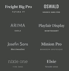 six different font styles on a black background