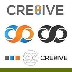 the logos for creative and creative businesses are shown in three different colors, including orange, blue