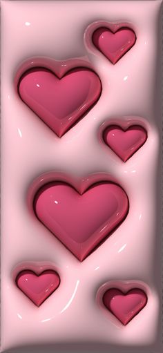 some pink hearts on a white background