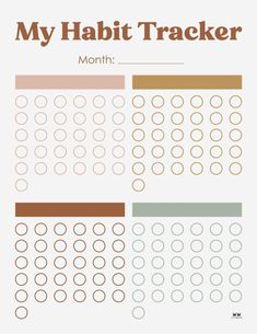 a printable habit tracker with the words,'my habit tracker month'on it