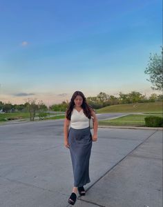 Satin maxi skirt, cream bodysuit, steve madden slinky, satin skirt, maxi skirt, blue skirt, sunset outfit, dreamy summer outfit, european summer outfit Steve Madden Slinky Outfit, Sunset Outfit, Maxi Skirt Blue, Cream Bodysuit, Satin Maxi Skirt, Skirt Maxi, Flip Flop Shoes, Satin Maxi