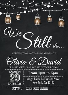 we still do wedding card with mason jars and string lights on the chalkboard background