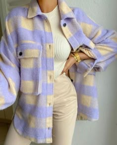 Checked Collared Overshirt Patch Pocket Wool Blend Tweed Jacket Clothes Outfit, Legging Outfits, Outfit Trends, Winter Trends, Teenager Outfits, Mode Inspo, 가을 패션, Fashion 2020