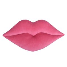 a pink pillow that is shaped like a lipshote on the side of a white background