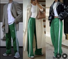 Adidas Joggers Outfit Women, Green Track Pants Outfit, Track Pants Outfit Women, Green Wide Leg Pants Outfit, Pants Verde, Adidas Track Pants Outfit, Sporty Fits, Joggers Outfit Women, Adidas Outfits