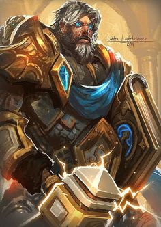 Uther Lightbringer, Warcraft 2, Rpg World, Wow Art, Fantasy Warrior