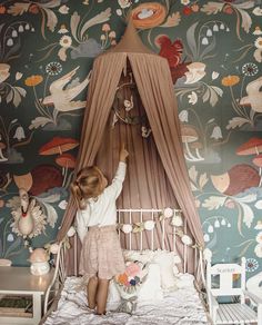 Cute Hedgehog & Squirrel Wallpaper for Walls, Mushroom Forest Mural | anewall – Anewall Vintage Girls Rooms, Girls Room Wallpaper, Nursery Trends, Forest Mural, Big Girl Rooms, Baby Bedroom, Boho Nursery, Wallpaper Bedroom, Woodland Nursery