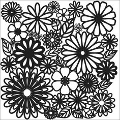 a black and white drawing of flowers