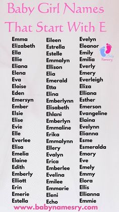 baby girl names that start with e on a white sign in front of a pink background