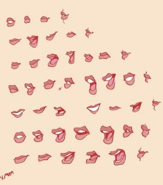 an image of many different mouths on a pink background