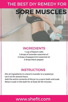 the best diy remed for sore muscles info sheet with instructions on how to use it