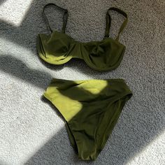 Super Soft Cuup Swim Suit - Moss Green. Only Worn Once. Cuup Size Top: 7 (32d) Bottom: 1 (Xs) Dm Me If You Want To Just Buy One Sage Green Swimsuit, Cruise Prep, Green Swimsuit, Cute Swimsuits, Swim Suit, Moss Green, Dm Me, Womens Swim, Swimming