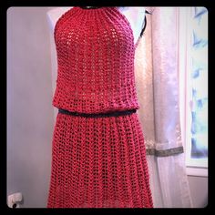 Hand Crochet Dress Multicolor Crochet V-neck Dress, Dress 100, Red Color, Crochet Dress, Hand Crochet, Lady In Red, Colorful Dresses, Midi Dress, Womens Dresses