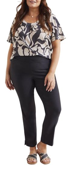 PRICES MAY VARY. Pull-on ankle pant with front FLATTEN-IT technology Slim leg 28" inseam Front pockets Side slit hem Office Wear Plus Size, Plus Size Professional, Short Curvy, Ankle Pants Women, Work Hair, My Clothing Style, Work Hairstyles, Outfits For Work, Work Style