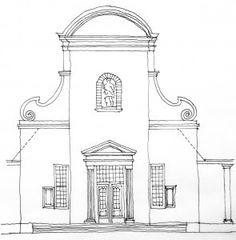 an architectural drawing of a church