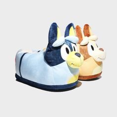 Bluey Adult Bandit & Chilli 3D Slippers - Blue/Orange XS Bluey Merch, Cartoon Slippers, Relaxing Night, Bluey And Bingo, Bear Character, Shoe Wishlist, Clog Slippers, Wool Slippers, Sneaker Slippers