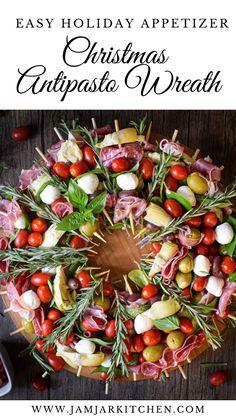 Antipasto wreath holiday appetizer recipe Antipasto Skewer Wreath, Antipasto Platter For Christmas, Christmas Antipasto Wreath, Antipasto Wreath Christmas Appetizers, Holiday Antipasto Wreath, Holiday Antipasto Platter, Christmas Antipasto Platter Ideas, Christmas Wreath Antipasto Skewers, Antipasto Skewers Christmas