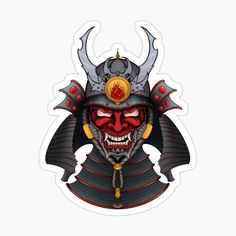 Dark Samurai Sticker - Digital Art - Drawing of an Asian Samurai Warrior Helmet in color. Visit my Redbubble Shop to see more Products with this Design - Available as Posters, on Canvas, Stickers, Shirts, Hoodies, Mugs & many others. Tattoo design Samurai sketch - Asian Artwork Warrior Helmet, Asian Artwork, Samurai Tattoo, Samurai Warrior, Samurai Gear, Old School, Vinyl Decal Stickers, Tattoo Designs