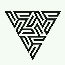 an abstract black and white triangle logo