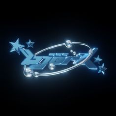 the logo for star trek is shown in blue and white stars on a black background