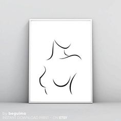 a black and white drawing of a woman's breast in the shape of a torso