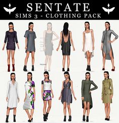 a bunch of different types of clothes for the sims 3 - clothing pack is shown