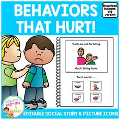 Social Story Behaviors That Hurt! (Editable) Book Special Education Autism PCS Classroom Discipline, School Counseling Lessons, Behaviour Strategies, Social Skills Activities, Social Story, Instructional Coaching, Social Emotional Skills, Emotional Skills, Creative Learning