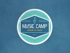 a blue background with the words music camp on it