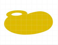 the silhouette of a large yellow object on a white background, with an oval hole in the middle