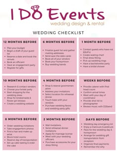 the wedding checklist is shown in pink