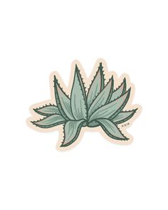 a sticker with a green plant on it