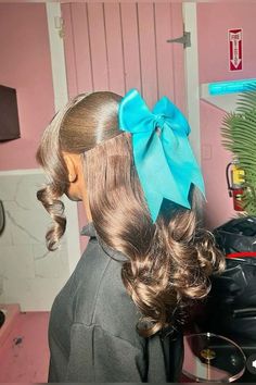 Blue Bow Hairstyle, Baddie Natural Hairstyles, Birthday Hairstyles, Cute Braided Hairstyles, Braided Hairstyles For Teens