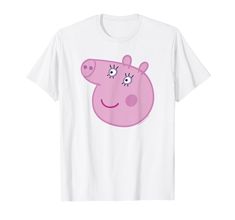 peppa pig with eyes and nose on white t - shirt