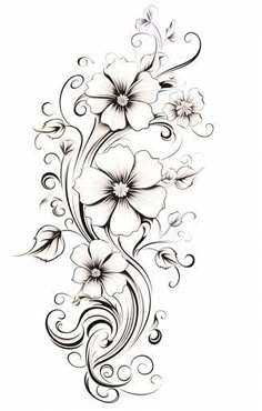 Vine Clipart in Imressive Style: Vector & 4K Black And White Flower Vine Tattoo, Floral Side Tattoos Women, Vine Tattoo Stencil, Vine Clipart, Flower Tattoo Stencils, Side Tattoos Women, Vines And Flowers, Tattoos For Women Half Sleeve, Vine Tattoos